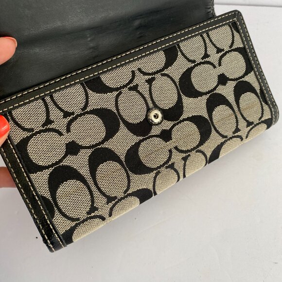 3 pc Coach Signature Monogram Shoulder Bag & Wallet & Checkbook Holder - Picture 13 of 14